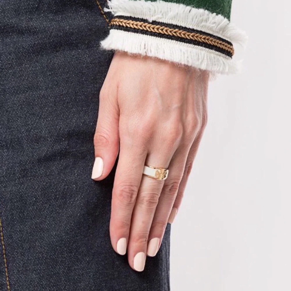 Tory Burch • Ivory White Kira Logo Ring